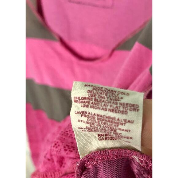 We The Free Scoop Neck Knit & Lace Pink & Gray Racerback Tank Top Size Medium - Picture 6 of 8